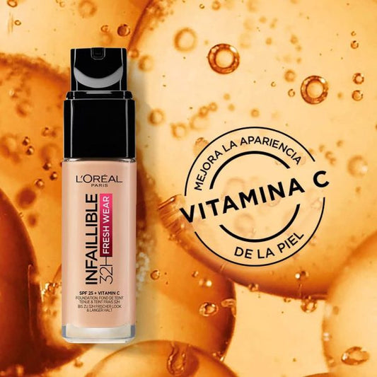 L’oréal Paris Infallible 32h Fresh Wear Foundation, Full-coverage, Longwear, Weightless Smooth Finish, Water-proof And Transfer-proof, With Vitamin C 30ml
