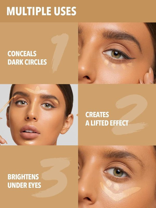 (pack Of 3) Sheglam 12-hr Full Coverage Creamy Concealer,long Lasting Or All Skin Tones